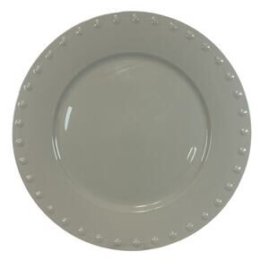 Oneida Evening Plate White Beaded‎ Rim 12” Porcelain Charger Chop Plate